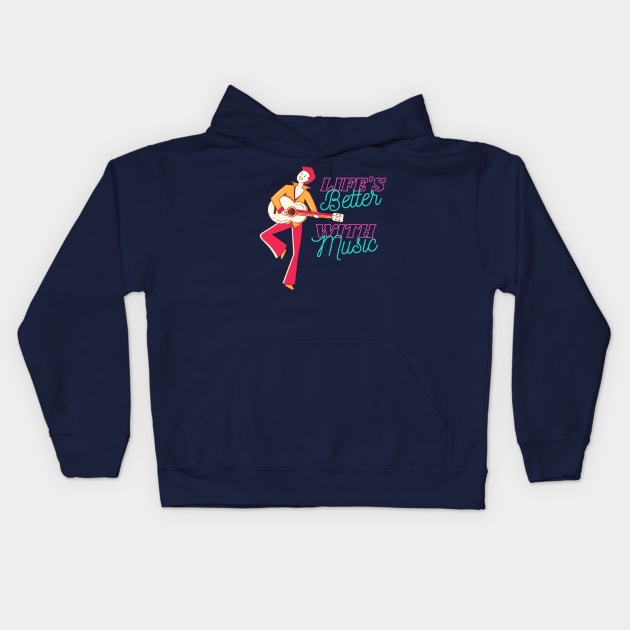 Musician Lover Quote - Life's better with Music Kids Hoodie by Moshi Moshi Designs
